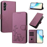 Custodia in ecopelle con fibbia a forma di albero e gatto per Galaxy A17 / A16 e