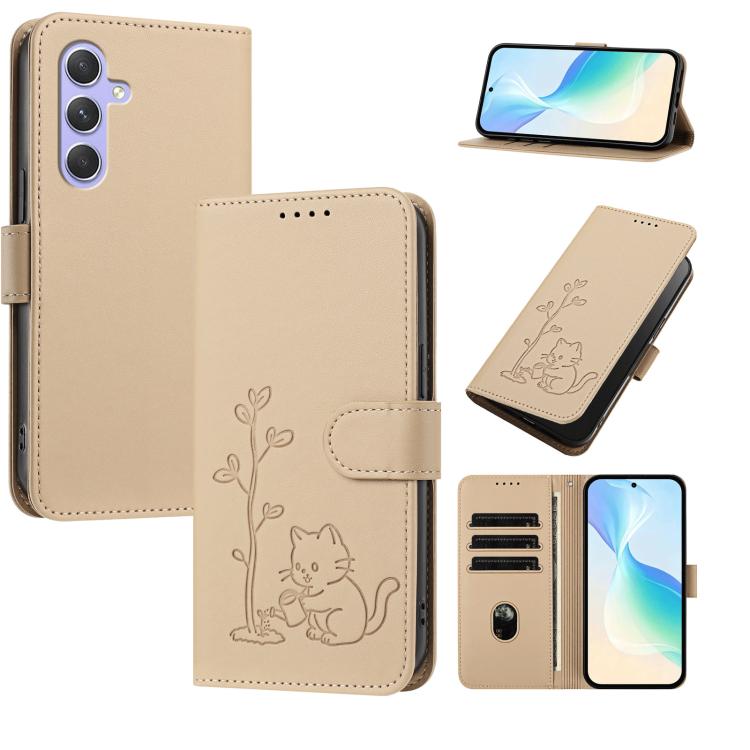 Custodia in ecopelle con fibbia a forma di albero e gatto per Galaxy A15 4G e