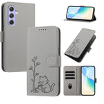 Custodia in ecopelle con fibbia a forma di albero e gatto per Galaxy A15 4G e