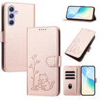 Custodia in ecopelle con fibbia a forma di albero e gatto per Galaxy A15 4G e