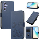 Custodia in ecopelle con fibbia a forma di albero e gatto per Galaxy A15 4G e