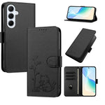 Custodia in ecopelle con fibbia a forma di albero e gatto per Galaxy A06 4G e