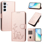 Custodia in ecopelle con fibbia a forma di albero e gatto per Galaxy A06 4G e
