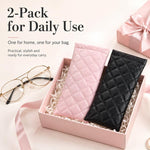 Set di 2 custodie impermeabili in pelle PU per occhiali
