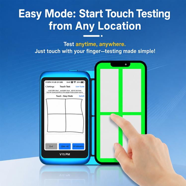 Tester professionale per touchscreen LCD JCID V15PM con cavo flessibile di test Pro Max da 7-16 pollici., V15PM Screen Tester with 7-16 Flex Cable