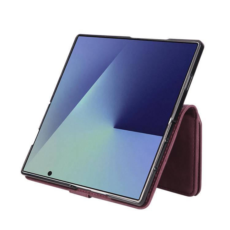 Portafoglio multifunzionale in pelle satinata con cerniera per Galaxy Z Fold8