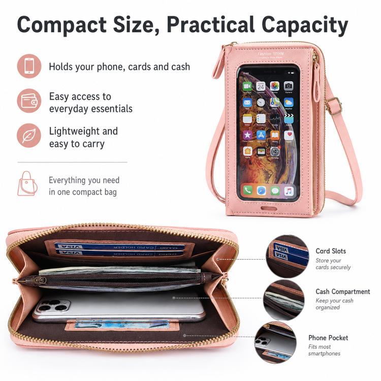Borsa a tracolla in pelle PU per smartphone touchscreen