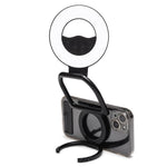 Supporto per telefono multifunzione, portatile, pieghevole e magnetico con luce di riempimento