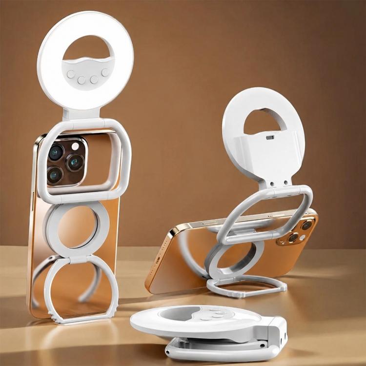 Supporto per telefono multifunzione, portatile, pieghevole e magnetico con luce di riempimento