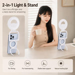 Supporto per telefono multifunzione, portatile, pieghevole e magnetico con luce di riempimento