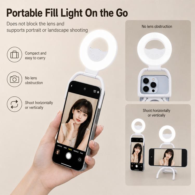 Supporto per telefono multifunzione, portatile, pieghevole e magnetico con luce di riempimento