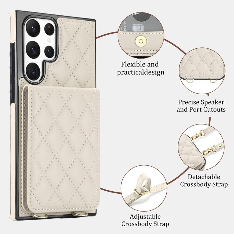 Custodia tracolla romboidale con protezione RFID per Galaxy S22 Ultra, S22+ e