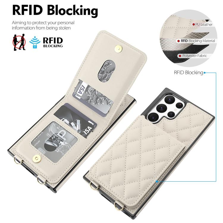 Custodia tracolla romboidale con protezione RFID per Galaxy S22 Ultra, S22+ e