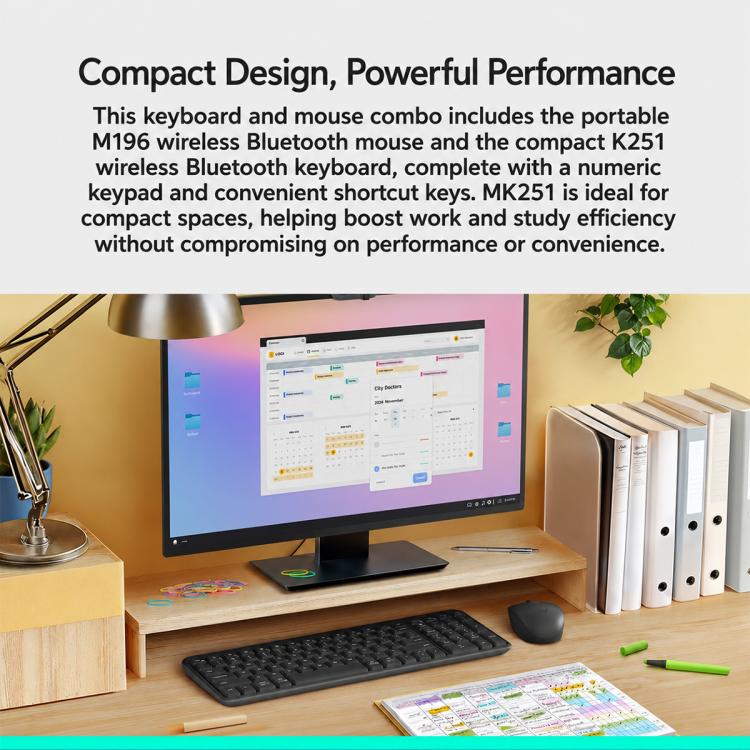 Combo tastiera e mouse wireless Bluetooth Logitech MK251