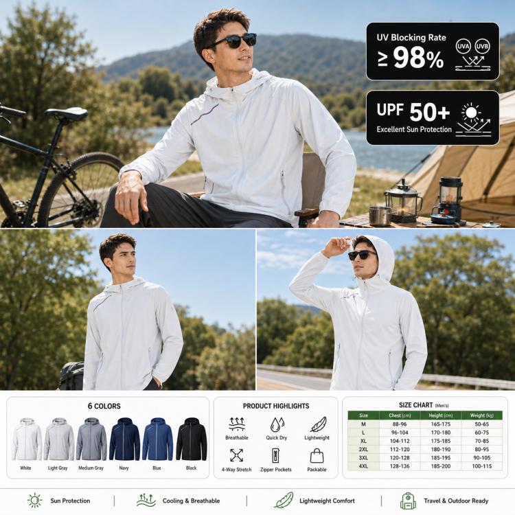 Cappotto uomo leggero traspirante con protezione UPF50+