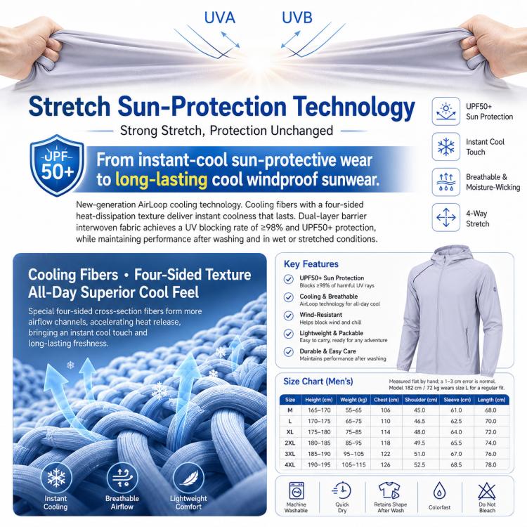 Cappotto uomo leggero traspirante con protezione UPF50+