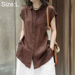Camicia da donna a maniche corte leggera antipiega