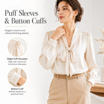 Camicetta donna maniche lunghe con fiocco al collo