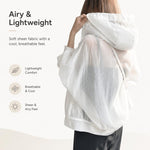 Cappotto donna leggero con cappuccio e protezione solare