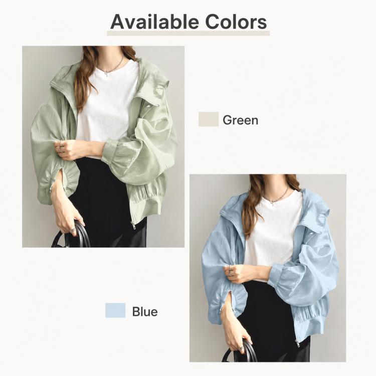 Cappotto donna leggero con cappuccio e protezione solare