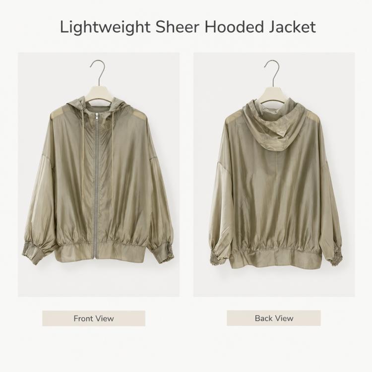 Cappotto donna leggero con cappuccio e protezione solare