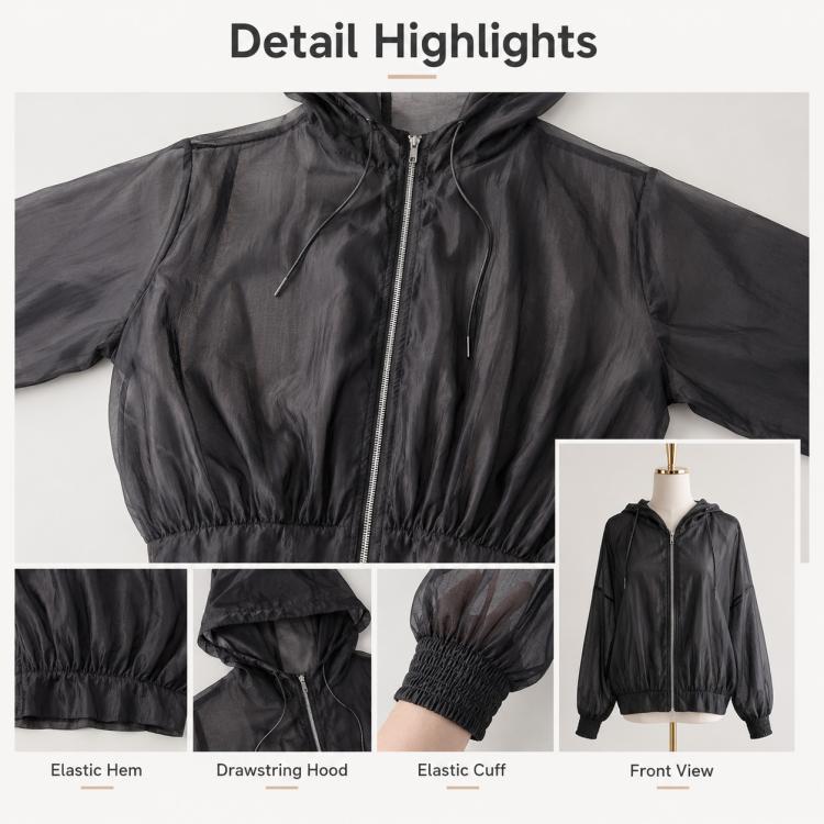 Cappotto donna leggero con cappuccio e protezione solare