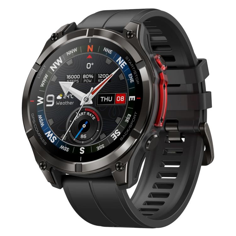 Zeblaze Stratos 4 Pro Smartwatch GPS robusto per attività all'aperto con schermo da 1,43 pollici, resistenza fino a 5 ATM e IP69K, torcia integrata.