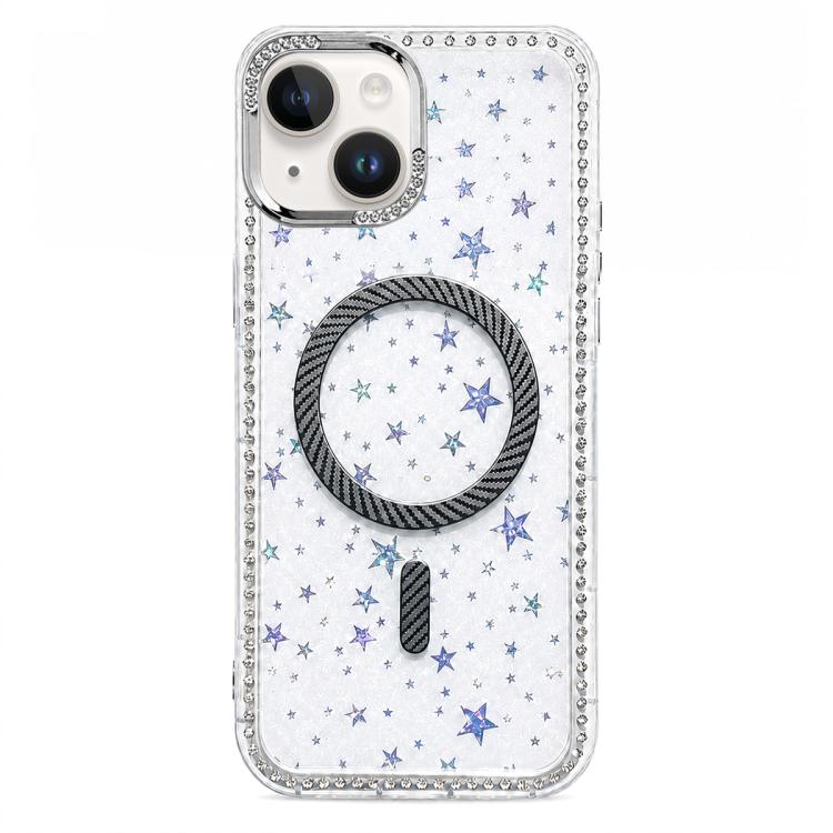 Custodia iPhone 14 Plus con anello magnetico in fibra carbonio