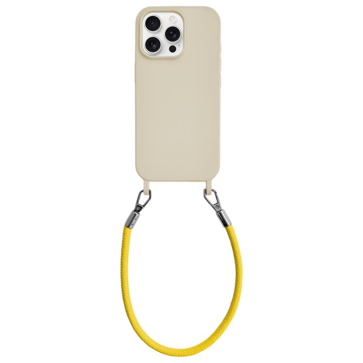 Custodia silicone antiurto con cordino per iPhone 16 Pro
