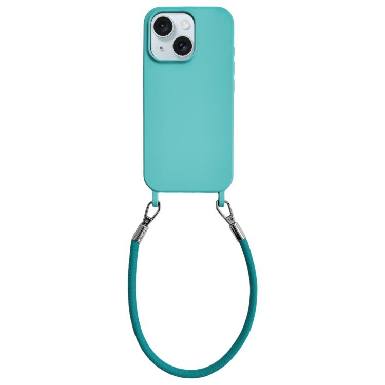 Custodia silicone antiurto con cordino per iPhone 15 Plus