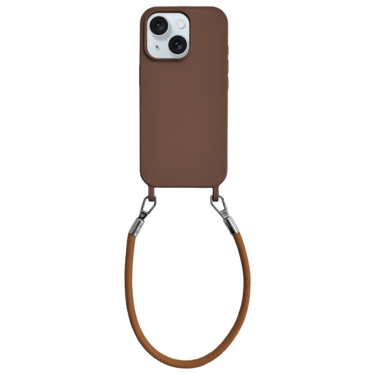 Custodia silicone antiurto con cordino per iPhone 15 Plus