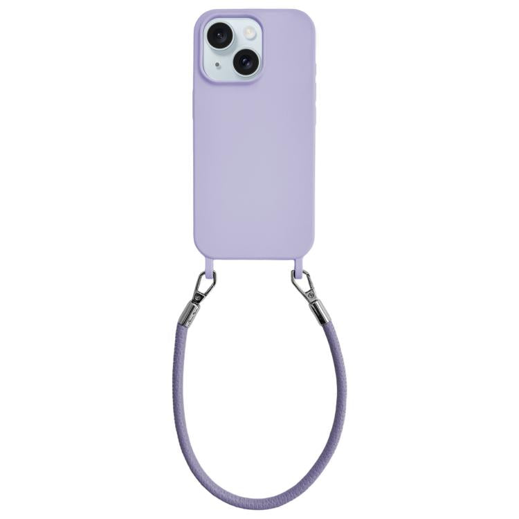 Custodia silicone antiurto con cordino per iPhone 15 Plus