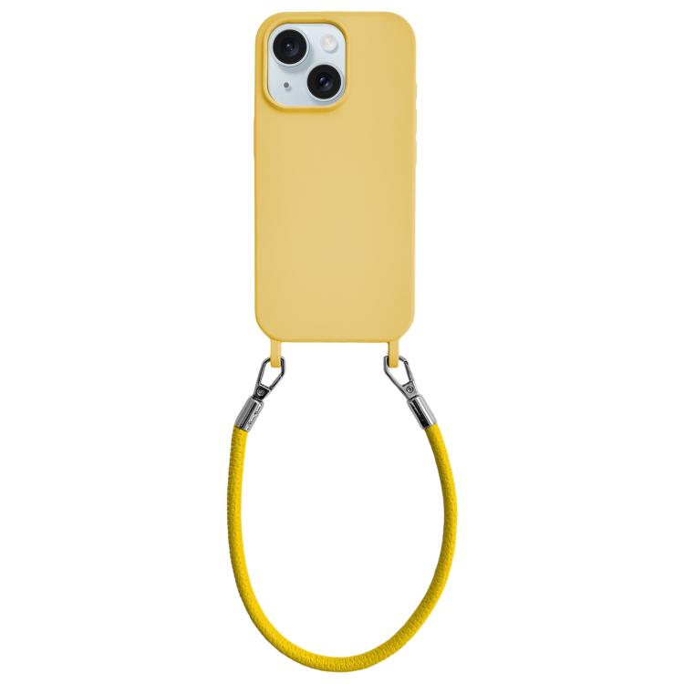 Custodia silicone antiurto con cordino per iPhone 15 Plus