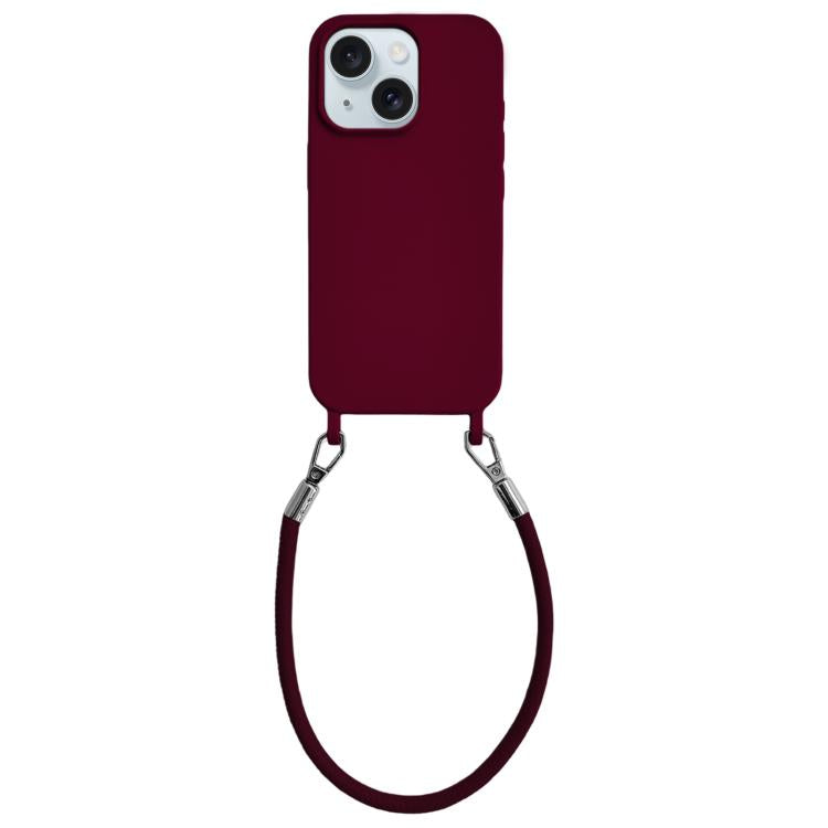 Custodia silicone antiurto con cordino per iPhone 15 Plus