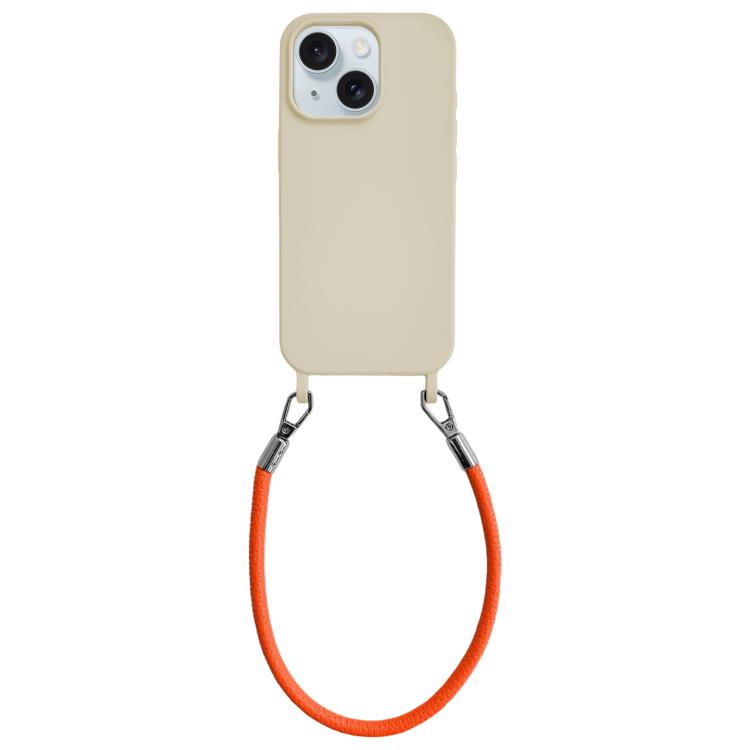Custodia silicone antiurto con cordino per iPhone 15 Plus