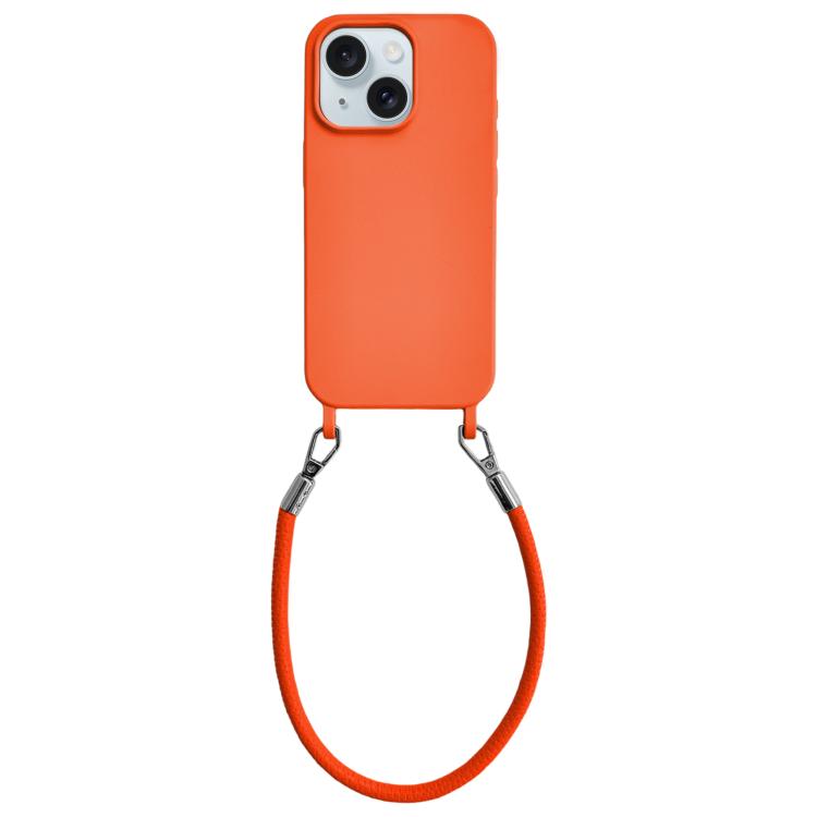 Custodia silicone antiurto con cordino per iPhone 15 Plus