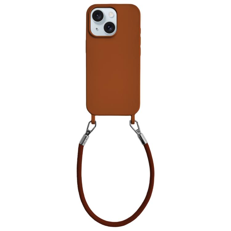 Custodia silicone antiurto con cordino per iPhone 15
