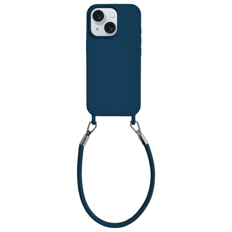 Custodia silicone antiurto con cordino per iPhone 15