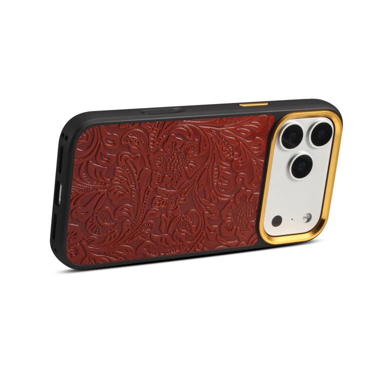 Custodia in pelle con texture floreale per iPhone 17 Pro Max