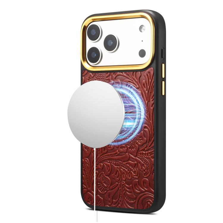 Custodia in pelle con texture floreale per iPhone 17 Pro Max