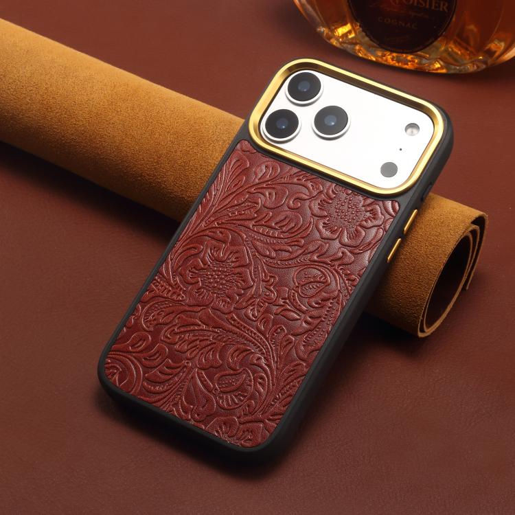 Custodia in pelle con texture floreale per iPhone 17 Pro Max