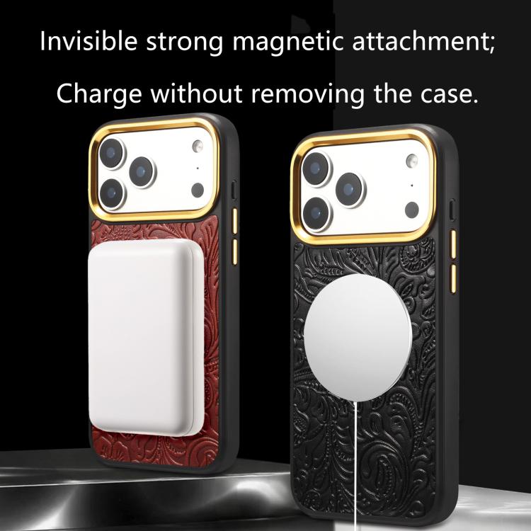 Custodia in pelle con texture floreale per iPhone 17 Pro Max