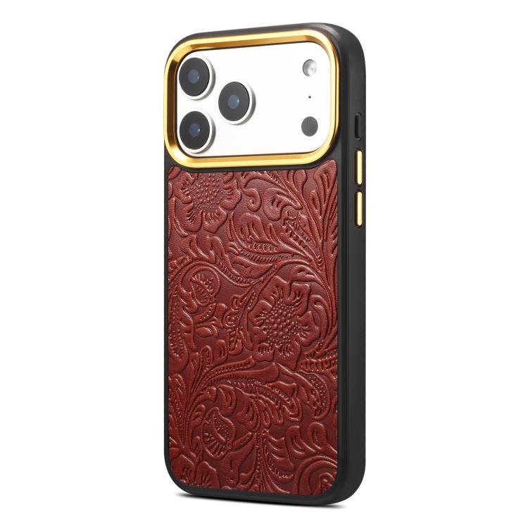 Custodia in pelle con texture floreale per iPhone 17 Pro Max
