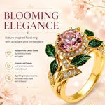 Anello donna con fiore e gemma rosa numero 8