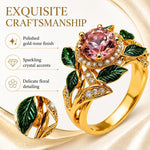 Anello donna con fiore e gemma rosa numero 8