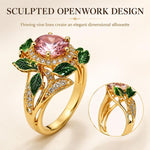 Anello donna con fiore e gemma rosa numero 8