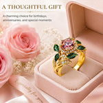 Anello donna con fiore e gemma rosa numero 8