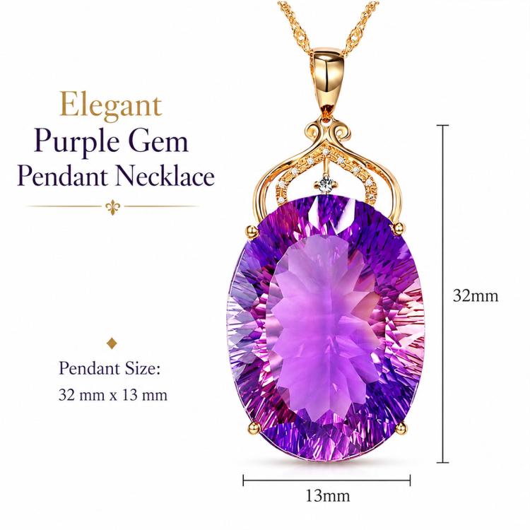 Collana con pendente in ametista a goccia donna