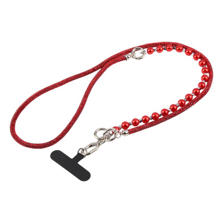 Cordino per cellulare con strass e perle regolabile