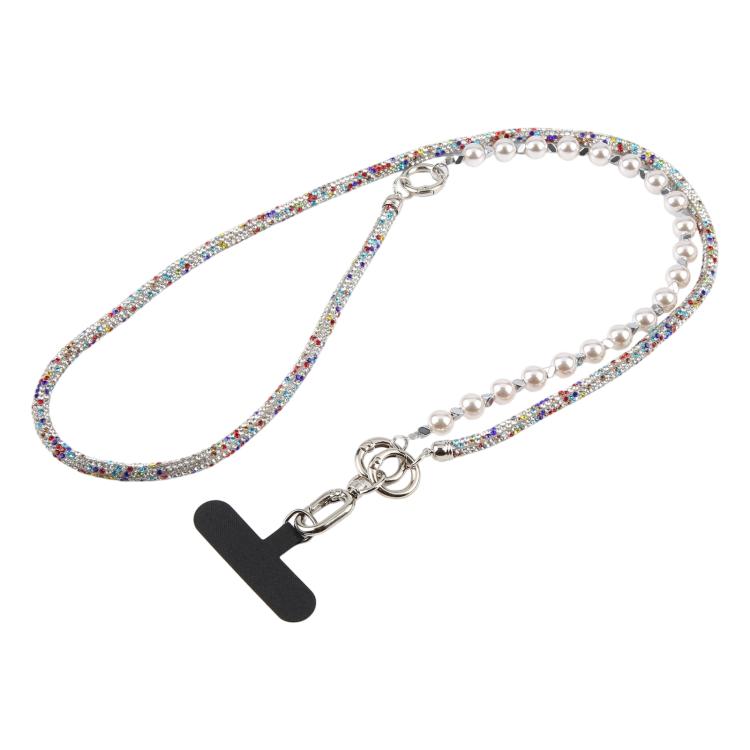 Cordino per cellulare con strass e perle regolabile